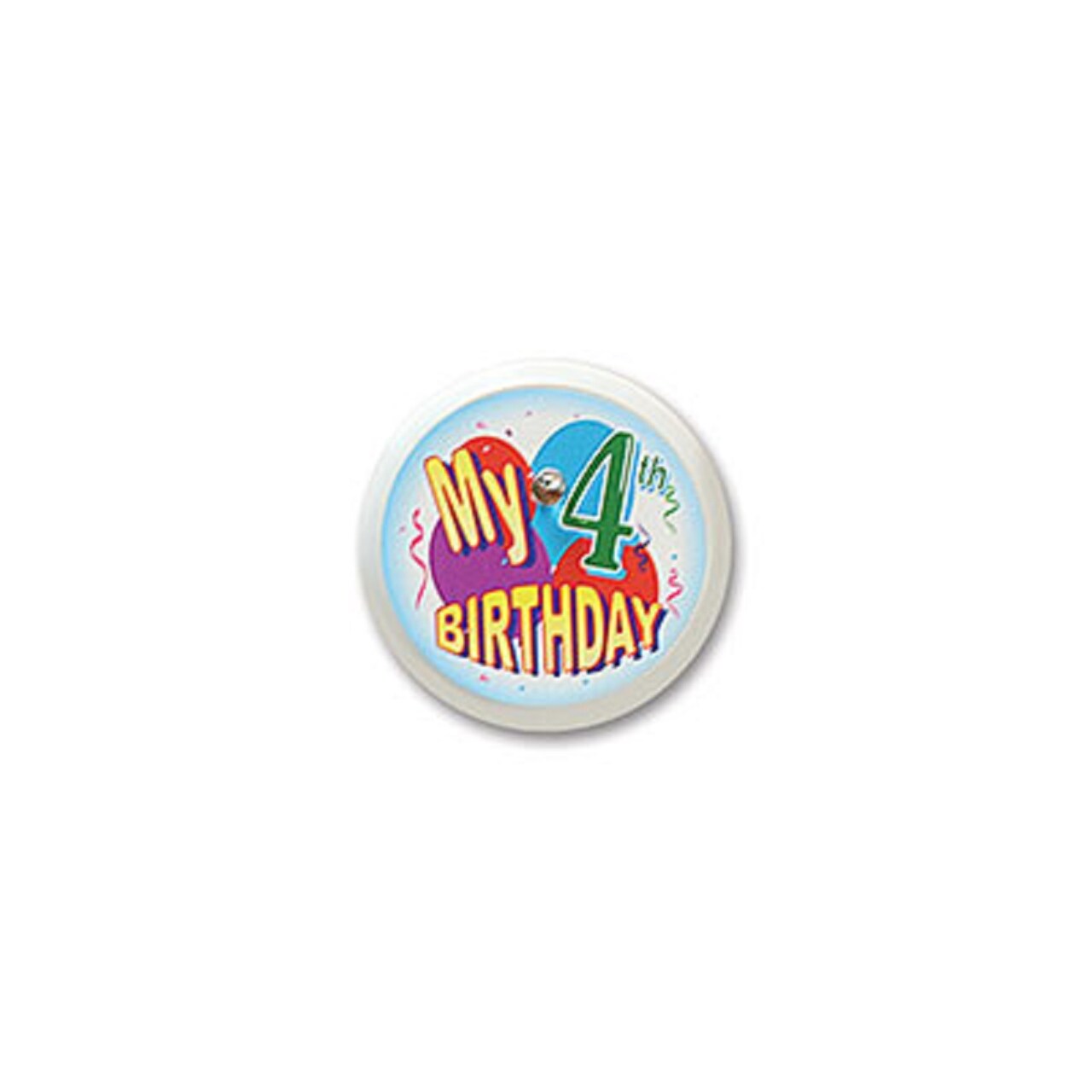 Beistle Pack of 6 White "My 4th Birthday" Birthday Celebration Blinking Buttons 2"